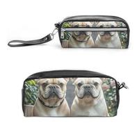 Pencil Case Waterproof Leather Pencil Pouch French Bulldog Multi-purpose Aesthetic Makeup Bag Cute Pen Bag Large Cosmetic Bag for Office Stationery, Travel