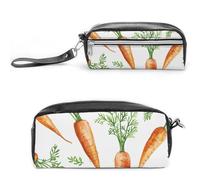 Pencil Case Waterproof Leather Pencil Pouch Fresh Carrot Pattern Multi-purpose Aesthetic Makeup Bag Cute Pen Bag Large Cosmetic Bag for Office Stationery, Travel