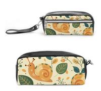 Pencil Case Waterproof Leather Pencil Pouch Green Little Snail Multi-purpose Aesthetic Makeup Bag Cute Pen Bag Large Cosmetic Bag for Office Stationery, Travel