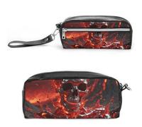 Pencil Case Waterproof Leather Pencil Pouch Lava Metal Skull Multi-purpose Aesthetic Makeup Bag Cute Pen Bag Large Cosmetic Bag for Office Stationery, Travel