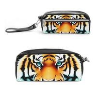 Pencil Case Waterproof Leather Pencil Pouch Little Fat Tiger Head Multi-purpose Aesthetic Makeup Bag Cute Pen Bag Large Cosmetic Bag for Office Stationery, Travel