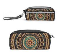 Pencil Case Waterproof Leather Pencil Pouch Mandala Multi-purpose Aesthetic Makeup Bag Cute Pen Bag Large Cosmetic Bag for Office Stationery, Travel