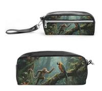 Pencil Case Waterproof Leather Pencil Pouch Mysterious Tropical Rainforest Multi-purpose Aesthetic Makeup Bag Cute Pen Bag Large Cosmetic Bag for Office Stationery, Travel