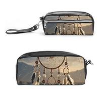 Pencil Case Waterproof Leather Pencil Pouch Native American Dream Catcher Multi-purpose Aesthetic Makeup Bag Cute Pen Bag Large Cosmetic Bag for Office Stationery, Travel