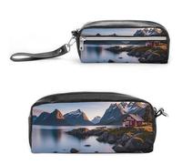 Pencil Case Waterproof Leather Pencil Pouch Norway Islands Multi-purpose Aesthetic Makeup Bag Cute Pen Bag Large Cosmetic Bag for Office Stationery, Travel