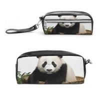 Pencil Case Waterproof Leather Pencil Pouch Panda Stars Multi-purpose Aesthetic Makeup Bag Cute Pen Bag Large Cosmetic Bag for Office Stationery, Travel