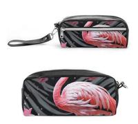 Pencil Case Waterproof Leather Pencil Pouch Pink Flamingo Multi-purpose Aesthetic Makeup Bag Cute Pen Bag Large Cosmetic Bag for Office Stationery, Travel