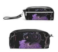 Pencil Case Waterproof Leather Pencil Pouch Purple Butterfly Multi-purpose Aesthetic Makeup Bag Cute Pen Bag Large Cosmetic Bag for Office Stationery, Travel