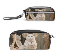 Pencil Case Waterproof Leather Pencil Pouch Rococo Cat Multi-purpose Aesthetic Makeup Bag Cute Pen Bag Large Cosmetic Bag for Office Stationery, Travel