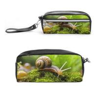 Pencil Case Waterproof Leather Pencil Pouch Snail Crawling Multi-purpose Aesthetic Makeup Bag Cute Pen Bag Large Cosmetic Bag for Office Stationery, Travel