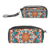 Pencil Case Waterproof Leather Pencil Pouch Stars Eastern Pattern Multi-purpose Aesthetic Makeup Bag Cute Pen Bag Large Cosmetic Bag for Office Stationery, Travel