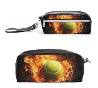 Pencil Case Waterproof Leather Pencil Pouch Tennis on Fire Multi-purpose Aesthetic Makeup Bag Cute Pen Bag Large Cosmetic Bag for Office Stationery, Travel