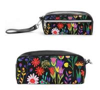 Pencil Case Waterproof Leather Pencil Pouch Vines And Wildflowers Multi-purpose Aesthetic Makeup Bag Cute Pen Bag Large Cosmetic Bag for Office Stationery, Travel