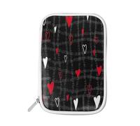 Pencil Case White and Red Love Heart, Holder Pencil Bag Valentine's Day Zipper Stationery Travel Pouch Bag Organizer Cosmetic Pen Bag for School Girls Boys