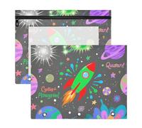 Pencil case with 3 A4 rings, set of 2 pieces, for teachers, classroom, colorful space pattern