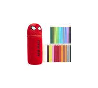 Pencil Case with 48 Colouring Pencils Included - Kids Spiderman Plush Filled Pencil Case - Gifts for Kids (Red Spiderman)