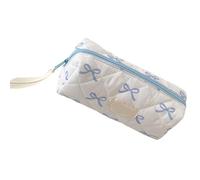Pencil Case with Bow, 19.5 x 8.9 x 7.4 cm, Large Compartment, Pencil Case, Travel Makeup Storage for School, Office, Multifunctional Makeup Brush