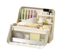 Pencil Case with Compartments 22x7.8x18cm Canvas Large Capacity Standing | Pencil Pouch Waterproof Pen Holder organisers With Handle For School College Office Artists Makeup Brushes Stationery