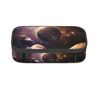 Pencil Case with Cosmic Shining Planet Full-Print Design - Multi-Purpose Organizer - Durable Oxford Cloth, Multiple Compartments