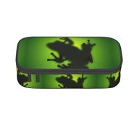 Pencil Case with Green Frog Shadow Full-Print Design â€“ Multi-Purpose Organizer â€“ Durable Oxford Cloth, Multiple Compartments