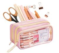 Pencil Case with Handle - Large Zipper Pencil Pouch Organizer | High Capacity Stationery Holder for Girls Boys Kids Students Adults Men Women College School Office Travel Supplies, Pink, Consulte la