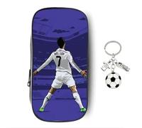 Pencil Case with Keychain, Double Layer Large Capacity Pen Pouch, Portable Stationery Bag for School(F1)