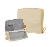 Pencil Case with Large Capacity, Multi-Compartment, Oxford Fabric Bag, 22 x 22 x 6 cm, Stationery Organiser, Cosmetic and Bag, Waterproof Pen Holder for School, Office, Travel, beige, see