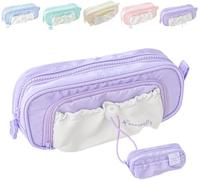 Pencil Case with Rosy Posy Pens,Counting Star Series Large Capacity Drawstring Pencil Cases, Pencil Cases,Cute Aesthetic Pouch Holder Drawstring Pen Case,Waterproof, Soft Multi-Pocket (Purple)