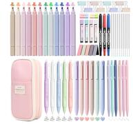 Pencil Case with Stationery Included, Aesthetic School Supplies 62ct, Pink | Back to School Stationery Set,12 Highlighters,5 Black & 6 Colour Pens,6 Mechanical Pencils,Essentials for College Students