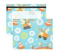 Pencil case with zipper plastic file folder for paper A4 letter 2 packs student materials fairy truck rainbow
