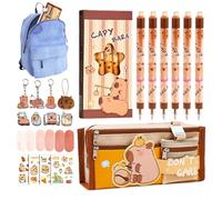 Pencil Case with Zipper, School Supplies Set with Multiple Compartments | Capibara Pen Holder for Back to School - For Students, Boys, Girls, Youth, Preschoolers and, A, Consulte la descripción, See