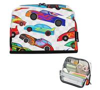 Pencil Case Zipper Pencils Pouch Colorful Cartoon Race Cars Pencils Storage Bags Cute Pen Pouch Girls Funny Stationery Kids Organizer School Supply