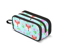 Pencil Case Zipper Pouch Large Cute Cartoon Foxes Floral Storage Pencil Bags Cute Pen Pouch Girls Colorful College Preppy School Office Supplies 8.86x3.54x4.33in