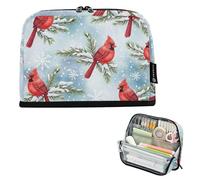 Pencil Case Zipper Pouch Large Pencil Storage Bag Cute Pen Marker Bag for Girls Pattern Kids Stationery Back to School Supply Watercolor Red Birds Winter
