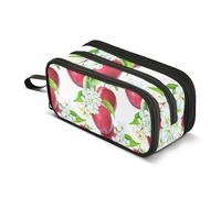 Pencil Case Zipper Pouch Large Red Plums Fruits White Floral Pencil Bags Storage Classroom Pen Bag Boys Big Capacity Kids Back to School Supplies Organizer 8.86x3.54x4.33in
