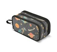 Pencil Case Zipper Pouch Large Solar System Planets Stars Black Pencils Storage Bags Classroom Pen Bag Boys Students Adults Kids Back to School Organizer 8.86x3.54x4.33in