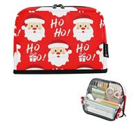 Pencil Case Zipper Pouch Large Storage Pencil Bags Boys Pen Bags Teen Girls Graphic Kids Back to School Supplies Organizer Christmas Jolly Santa Claus Red