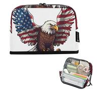 Pencil Case Zipper Pouch Large USA Fierce Bald Eagle American Pencil Bag Storage Cute Pen Marker Bag for Girls Funny Preppy College High School Supplies