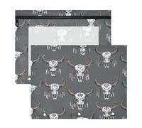 Pencil Cases 3-Holes 3 Hole Punch for 3 Ringing Binder 2 Pack Teacher Back to School Indian Crazy Buffalo Skulls