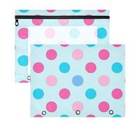 Pencil Cases 3-Holes 3 Hole Punch for A4 Paper Letter 2 Pack Students Office Trendy Polka Dot Peach Blue