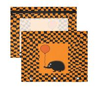Pencil Cases 3-Holes 3 Ringing Pocket for 3 Ringing Binder 2 Pack Teacher Storing School Students Teacher Supplies Funny Porcupine Balloon Orange and Black