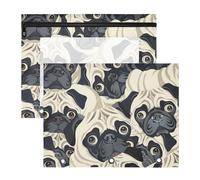 Pencil Cases Adorable 3 Rings Pocket for 3 Rings Binder 2 Pack Teacher Storing School Students Teacher Supplies Funny Pug Pattern Black and White