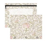 Pencil Cases Adorable Storage Bag for 3 Ringing Binder 2 Pack Students College Supplies Vintage Pink Tulips William Morris Pattern