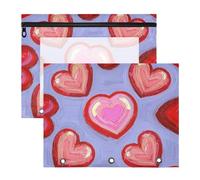Pencil Cases Adorable Storage Bag for 3 Rings Binder 2 Pack Students Classroom Supplies Art Heart Shape Red Blue