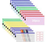 Pencil Cases Clear Pencil Case Plastic Mesh Bags Zip Wallets Waterproof Mesh Document Bag Zipper Bags Storage Pouch File Folder for School, Home, Office, Cosmetics and Travel, 5 Colors - 20PCS
