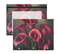 Pencil cases cute pocket paper folders A4, 2 pieces, for schoolchildren, teachers, red calla lily bouquet