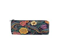 Pencil Cases Middle School Makeup Pouches Student Expandable Floral Blue Snakes