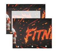 Pencil Cases Multi-Purpose Pen Holder Case for A4 Paper Letter 2 Pack Students Office Fashion Fire Skull Fitness Orange cartuchera para lapices