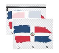 Pencil cases, multifunctional pocket paper folders A4 letters, 2 pieces, for students, school materials, teachers, flag of the Dominican Republic, national