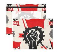 Pencil Cases Portable Pen Holder Case for 3 Rings Binder 2 Pack Teacher Back to School Labor Day Fist Flag Red and Black